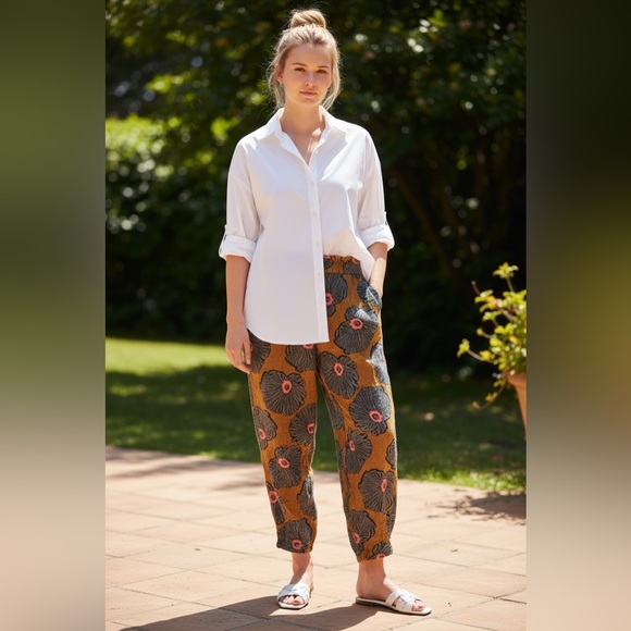 One Clothing Los Angeles Pants - One ❤️ Clothing Los Angeles Mustard Floral Patterned Women's Pants